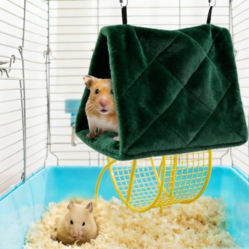 Image of Bird Nest Snuggle Hut Soft Plush Hammock Hanging Cage Tent for Birds Parrot Winter Warm Bed Pet Toy for Hamster Parrot Macaw Budgies Eclectus Parakeet Cockatiels Cockatoo Lovebird (Green)