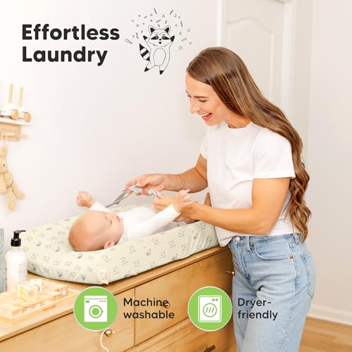 Image of 2-Pack Organic Changing Pad Covers for Girl, Boy,Neutral - 100% Cotton Changing Table Pad Cover,Soft Baby Nursery Diaper Changing Pad Sheets,Contour Changing Pads Liners,Change Pad Cover (Bumble Bear)