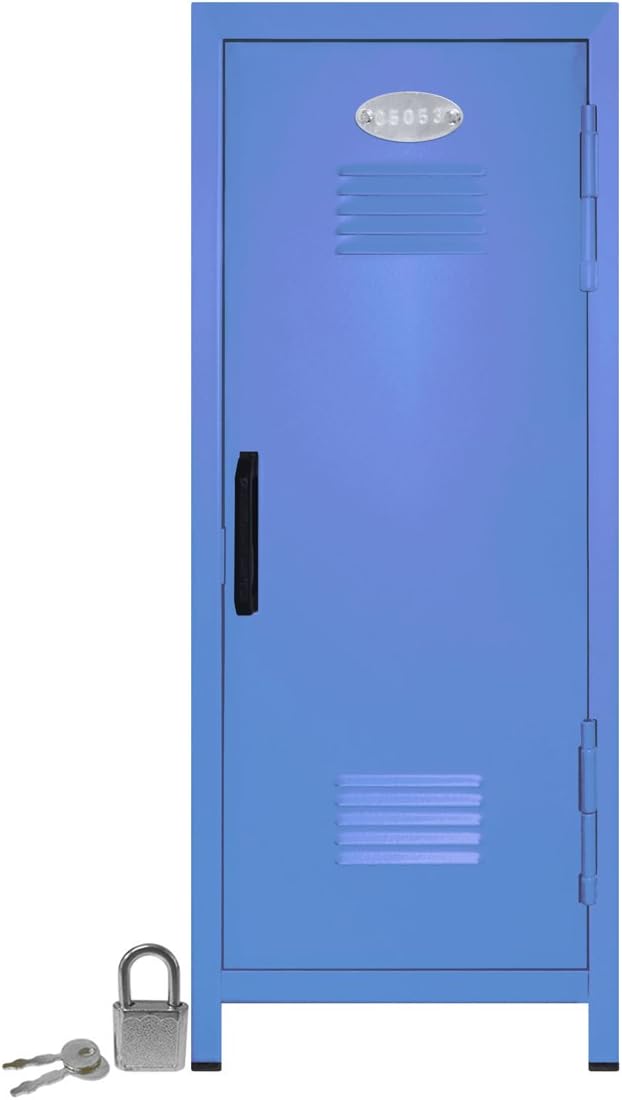 Mini Locker with Lock and Key Pastel Blue -10.75" Tall x 4.125" x 4.125"