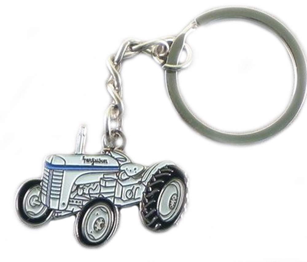 Mainly MetalMetal Enamel Keyring Blue Vintage Style Farm Tractor Digger