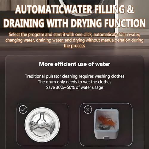 2 in 1 Mini Portable Washer & Dryer Combo - 3.5L Wall-Mounted Washing Machine with Stainless Steel Drum for Small Clothes, Underwear & Socks - Ideal for Apartments & Travel