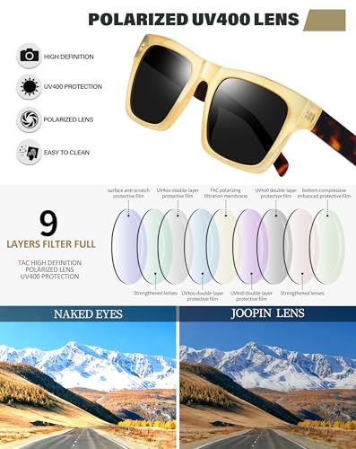 Image of Joopin Acetate Square Sunglasses Men Polarized UV400 Protection Trendy Oversized Sun Glasses Retro Shades Women