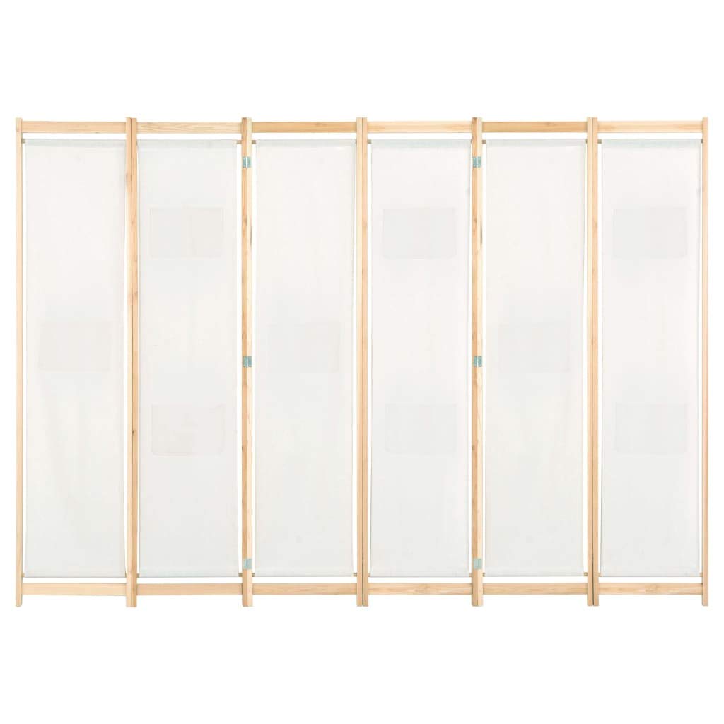 Parawan Przegroda 6 Paneli Tkanina Kremowy 240x170x4 cm