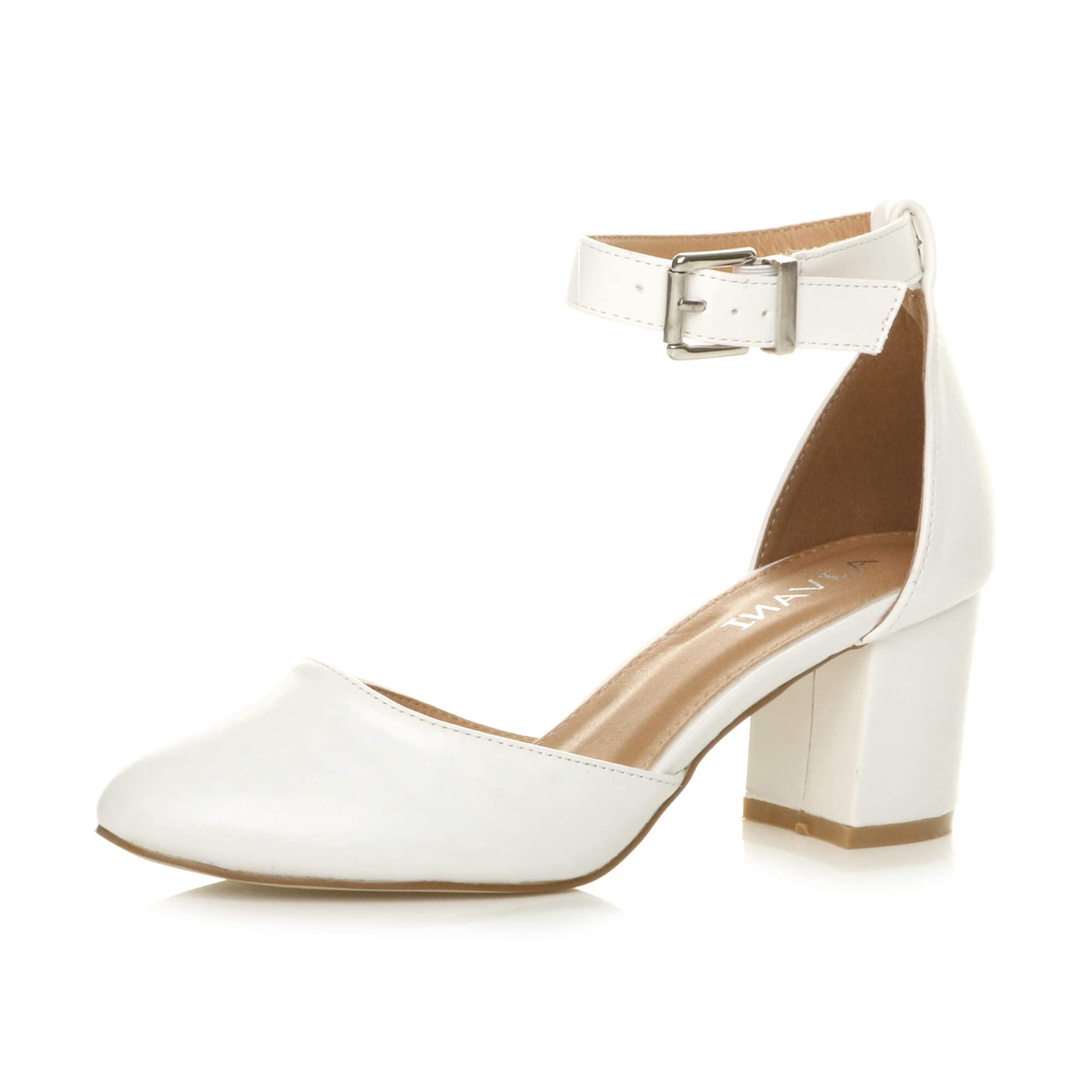 AJVANIWomens Ladies Low mid Block Heel Ankle Strap Mary Jane Court Shoes  Sandals Size