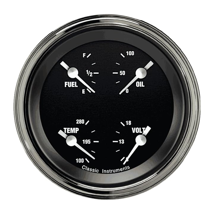 Classic Instruments HR77SLF Hot Rod 3 3/8"" Quad Gauge 0-30 Ohm