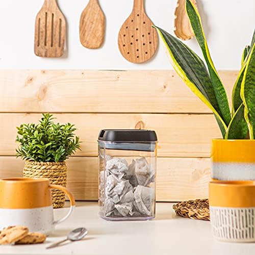 Argon Tableware 1x 800ml Airtight Flip Lock Food Storage Container - Plastic Kitchen Storage Jars With Lids Pantry Organiser Solution - Black