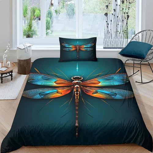 Ensemble de literie libellule 3D avec housse de couette microfibre - 2