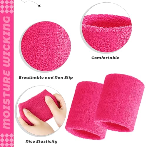 Image of Bememo 24 Pcs Wrist Sweatbands Bulk Sports Wrist Bands for Men Women Breathable Athletic Tennis Wristbands Stretchy Absorbent Cotton Terry for Basketball, Baseball, Gym, Working Out
