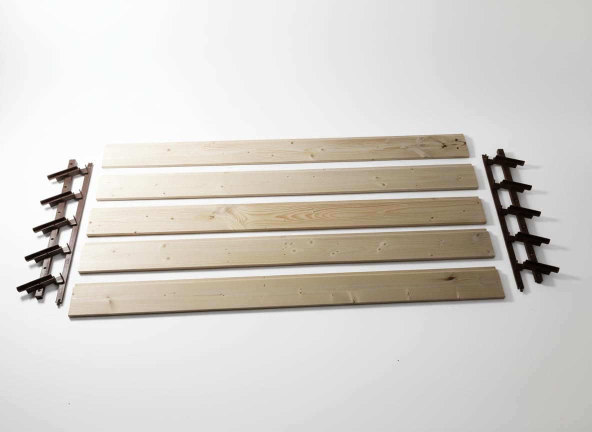 Pergola à lamelles, avec 1 kit de lamelles en plastique et 5 poutres de support en bois d'épicéa partiellement séché, système de protection solaire résistant aux intempéries, pour terrasse et jardin