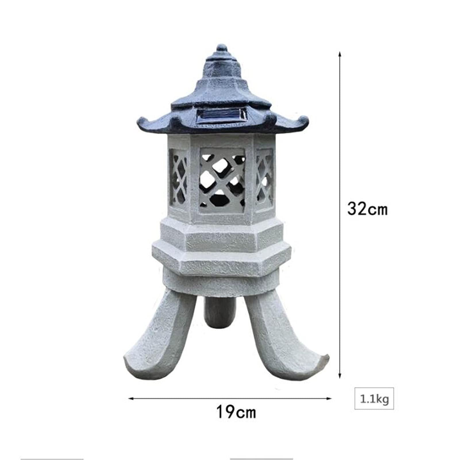 Statua Lanterna Pagoda Solare Lampada da Giardino a LED ad energia Solare da 12,6 Pollici con Sette modalità di Luce, Perfetta per l'arredamento del Giardino Zen e Gli Ornamenti da Esterno