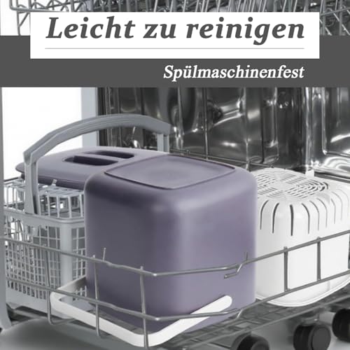 Cnwinu Biomülleimer Küche, 4L Komposteimer Küche, Kleiner Mülleimer mit Deckel, Biomüll Behälter mit Sieb, Spülmaschinenfest, Küchenkomposter für Alltäglichen Biomüll, Bio Mülleimer Geruchsdicht（Lila）