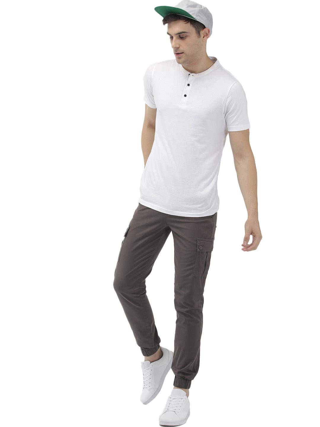 The Indian Garage Co Grey Slim Fit Solid Cargo 2