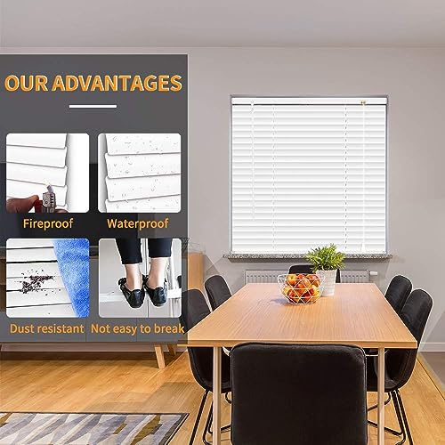 Seeye Mini Blinds Aluminum Venetian Slat Blinds Blackout Horizontal Shades For Windows Anti-Uv Waterproof Light Adjustment Bathroom Temporary Easy To Install 20" W X 64" L,White #TOP6