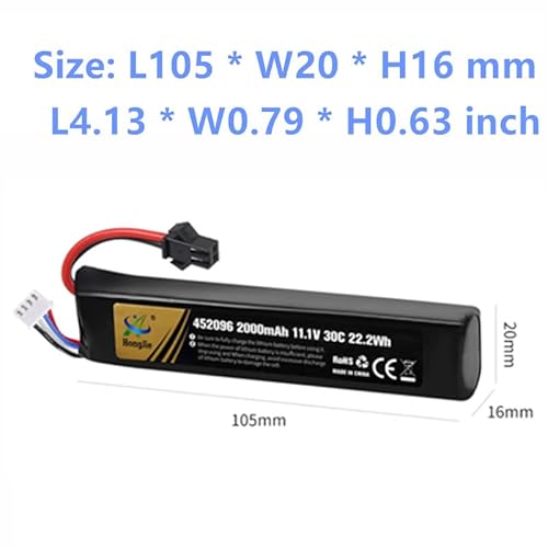 11.1V Airsoft Battery 2000Mah 452096 Lipo Airsoft Gun Batteries With Sm-2P Connector And Sm2P To Mini Tamiya Switch Cable For Airsoft Model Guns Rifle #TOP1