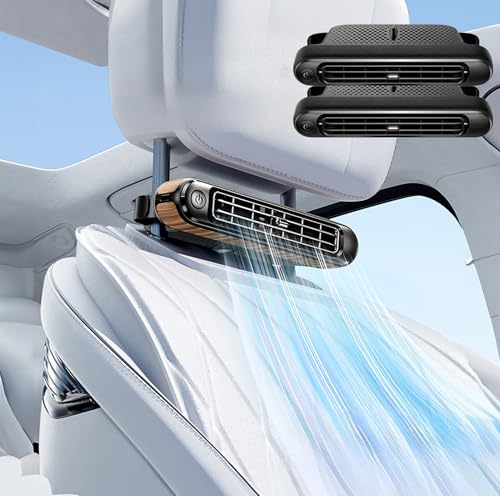 Anfurt 扇風機 車載 ファン 車 ヘッドレスト 座席 助手 運転 クーラー エアコン 換気 循環 熱中症 暑さ対策 送風 置き型 （ブラック 2台）