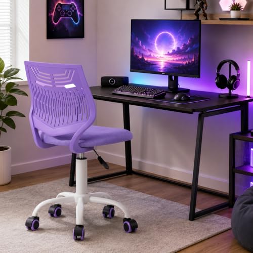 FurnitureR Chaise de Jeu pour Enfants, Chaise de Bureau, Chaise Gamer, Chaise de Bureau, Design Moderne Ergonomique, sans Bras, Hauteur du siège, Roues en...