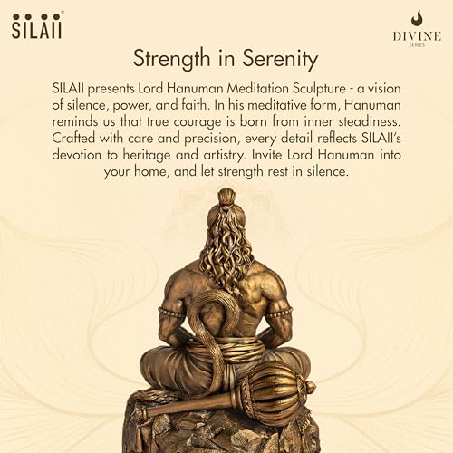 Image of SILAII Lord Hanuman Meditation - Bajrang Bali Hanuman Murti Idol for Home Temple, Office Desk & Gifting | 12 Inch Length
