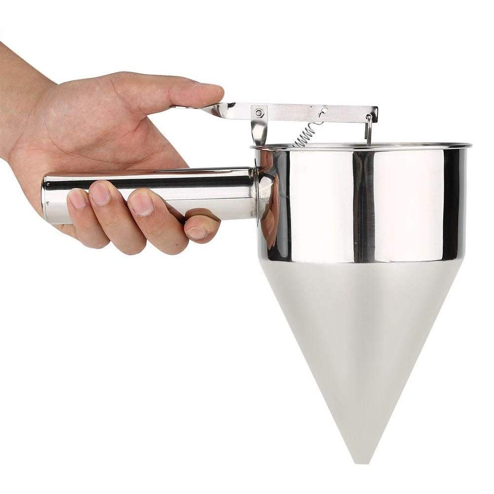 Stainless Steel Conical Funnel with Piston for Baking Cake Desserts Syrup Batter Dispenser Cooking Tool with Shelf Stainless Steel Funnel for Baking Batter Dispensing Syrup Pouring Cake Decorating - Image 4