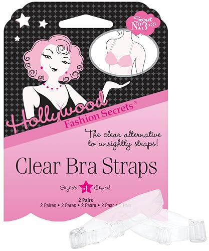 Hollywood Fashion Secrets Clear Bra Straps - Invisible Replacement Adjustable Bra Straps Clear Strap Alternative for Strapless Look & Unsightly Underwear Lines 2 Pairs