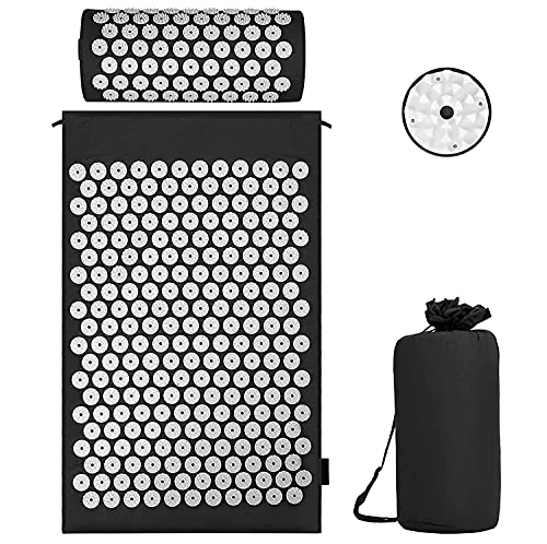 Akupressur Set Akupressurmatte mit Kissen für eine Wohltuende Entspannung und Massage, zur Erleichterung der Rückenschmerzen Kopf-Nackenschmerzen, Stimuliert Energiepunkte im Körper und Wirkt Anregend