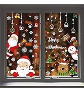 8 Sheet Christmas Window Clings Christmas Snowflake Window Cling Stickers for Glass, Xmas Decals ...