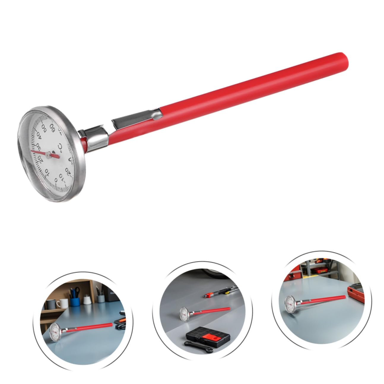 Car Air Conditioner Thermometer Mechanical 3pcs Set Accurate Dashboard Clock Thermometer for Vehicle Interior Temperature Measurement