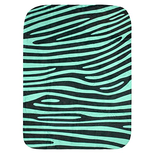 Everything Comfy Zebra Print Decorative Baby Throw Blanket, 30x40 Inch, Teal/Black