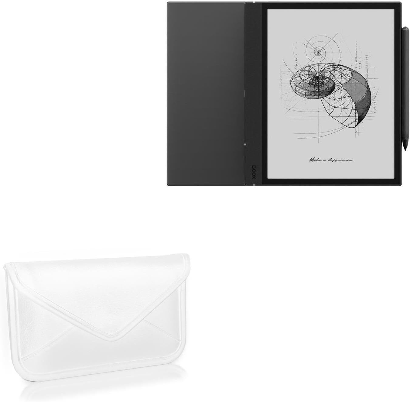 BoxWave Case Compatible with Boox Note Air 4 C - Elite Leather Messenger Pouch, Synthetic Leather Cover Case Envelope Design - Ivory White
