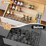 8-Pack Spice Drawer Organizer, Expandable Acrylic Seasoning Rack (13" to 26") with Anti-Slip Mat, Kitchen Spice Rack Tray Holds up to 56 Jars