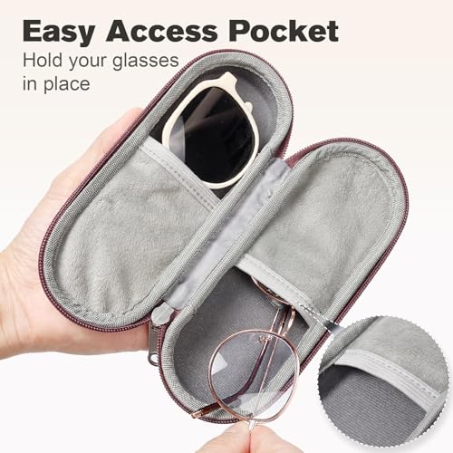 Image of Double Eyeglasses Case, Dual Glasses Sunglasses Organizer with Zipper Closure, Eyewear Storage Box for Men Women Travel