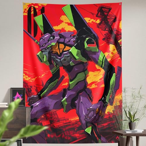 Image of ComicSense.xyz Unit-01 Printed Anime Tapestry, Anime Theme Backdrop for Wall Hanging Home Decor Bedroom Living Room - 83 X 53 Inches
