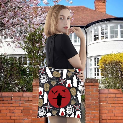 Bolso tote de lona LEVLO Jack & Hayes para fans de películas de terror, bolso de hombro con merchandising de horror miniatura 5
