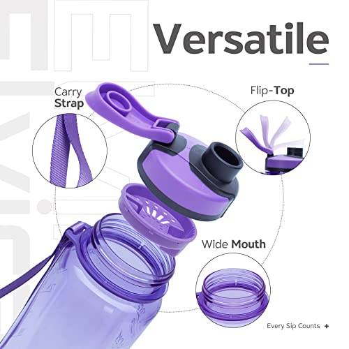Image of Elvira 32oz Large Water Bottle with Motivational Time Marker & Removable Strainer,Fast Flow BPA Free Non-Toxic for Fitness, Gym and Outdoor Sports