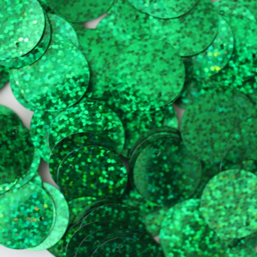 20mm Round Sequin Paillettes ~ Green Hologram Metallic ~ Loose Sequins for Embroidery, Bridal, appli