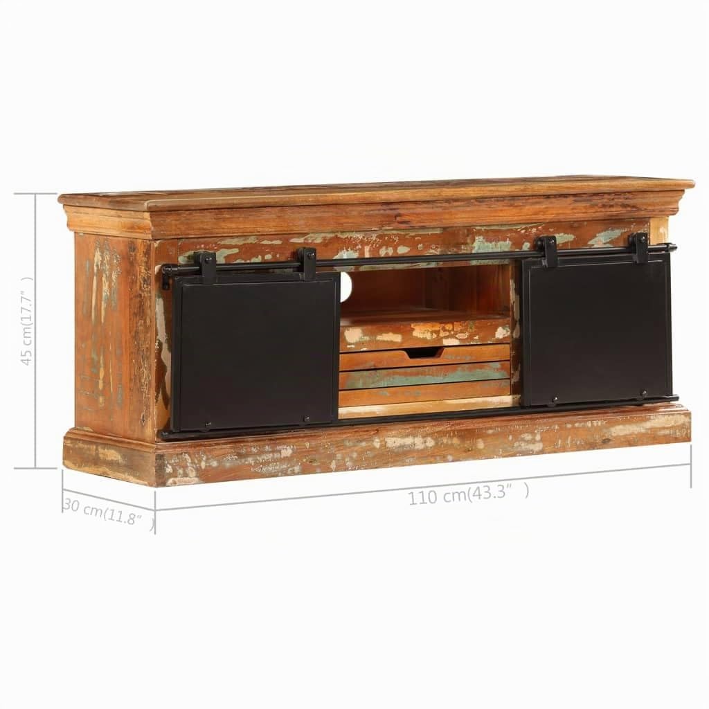 vidaXL Mobile Porta TV in Legno Massello di Recupero Vintage Armadietto Basso