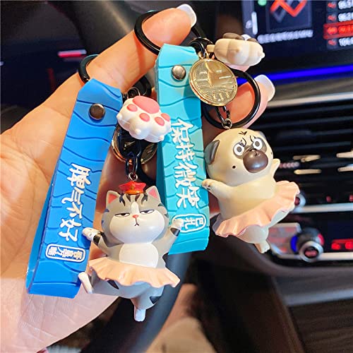 Hsyhere Boys Men Girls Women Creative Novelty Cute Funny Chinese Your Majesty Sleeping Pet Serie Soft Tpu Silicone Rubber Animals Pendant Strap Keychain Key Ring Holder Clip -Love Heart Dog #TOP2