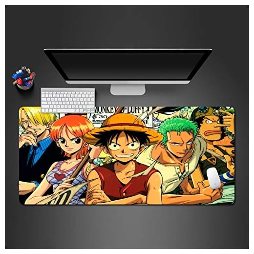 PDBEIT Stor Spelmusmatta Xxl One Piece Anime-Tecken 900X400X3mm Skrivbord Tangentbord Dyna Hållbar Vattentålig Och Halkfri Gummibas, Bekväm Texturerad Yta För Mac Pc Bärbar Dator