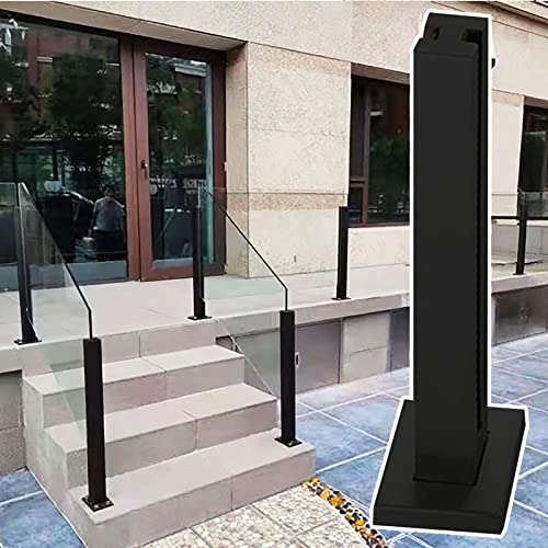 Geländerpfosten aus Glas für Terrasse/Treppe, schwarzes quadratisches Glasgeländersystem, Glasstützhalterung aus Edelstahl 304 für Gartenzäune