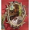 Black Forest Decor Oval Antler Mirror Rustic Woodland Decor 20 x 26