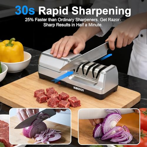 KIBSTOY 3-Stage Electric Knife Sharpener with Diamond Abrasive — view 3