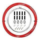 WAAZVXS WEIWEIBEIER Road Bike Cable Shift Line Set 4mm Transmission Tube Cables Wire 2 Caps 2m Variable Speed Pipe Bicycle Accessories (Color : Red Shift)