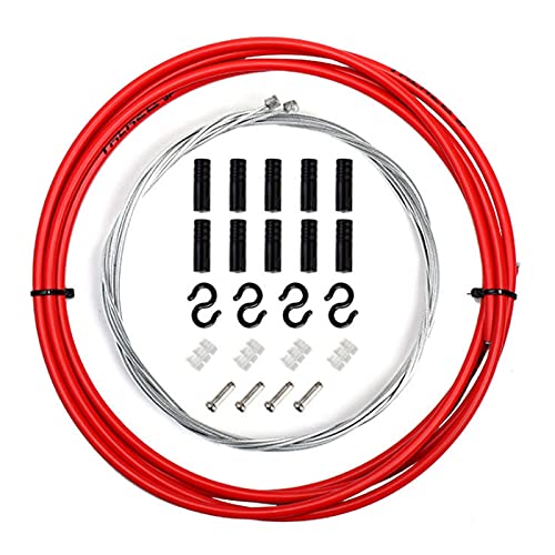 WAAZVXS WEIWEIBEIER Road Bike Cable Shift Line Set 4mm Transmission Tube Cables Wire 2 Caps 2m Variable Speed Pipe Bicycle Accessories (Color : Red Shift)