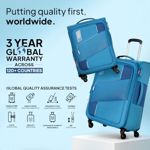 Image of American Tourister Spruce Spinner 82cm Cobalt Blue Polyester Softside Luggage with TSA Lock (Trolley /Suitcase)