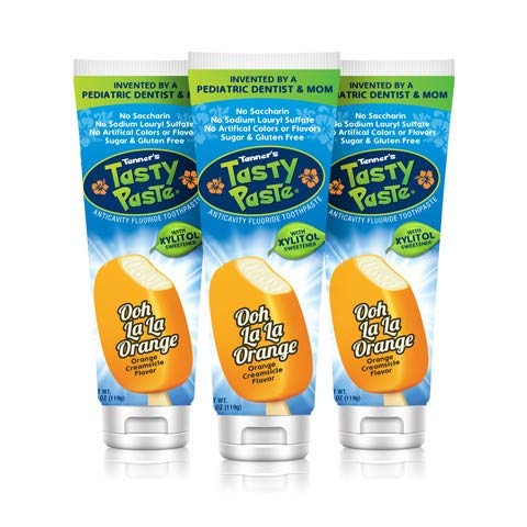 Tanner’s Tasty Paste Ooh La La Orange – Anticavity Fluoride Children’s Toothpaste/Great Tasting, Safe, and Effective Vanilla Flavored Toothpaste for Kids (3-Pack)