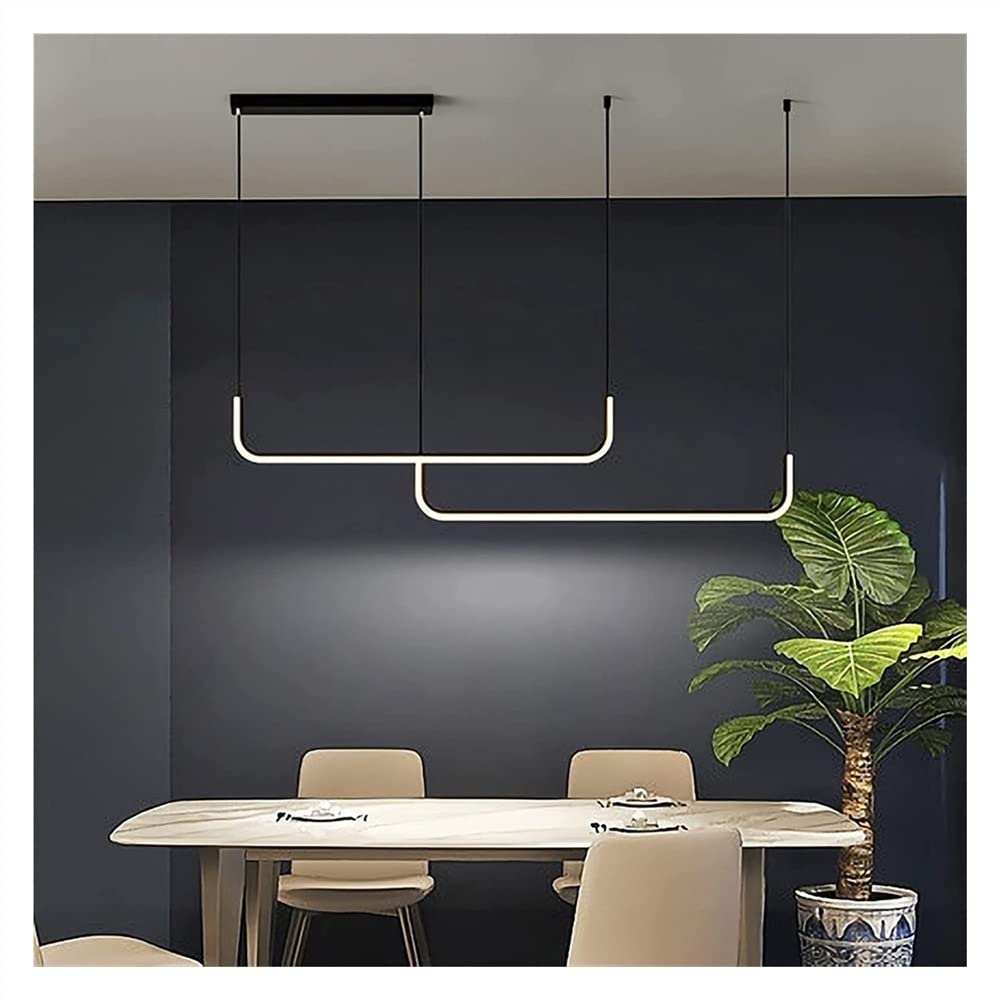 Lampadario Moderno Lungo lineare lampadario Minimalista Striscia LED Luce Pendente Industriale Lampada da soffitto per Tavolo da Pranzo Cucina Isola Sala da Pranzo Bar Soggiorno ha