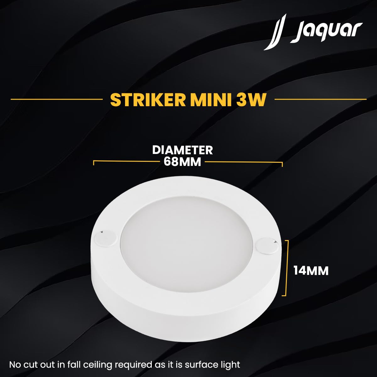 Jaquar 3W Striker Mini Round Surface Ceiling/Downlight | No False Ceiling Required | Surface Ceiling Light for Cabinet, Wardrobe, Office Space | Green (Pack 2) 3
