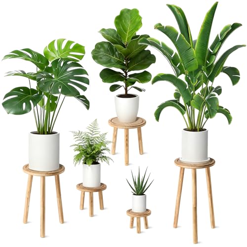 5-Pack Wood Plant Stands Indoor, Single Plant Stand for 6-22