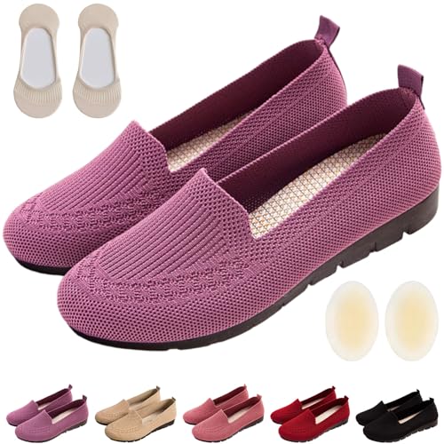 Generisch Zapatillas ortopédicas de punto para mujer, antideslizantes, transpirables, suaves, morado, 41 EU
