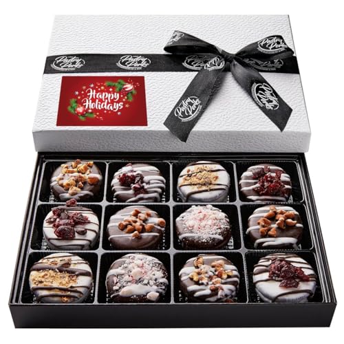 Pastry Perks 12 Gourmet Chocolate Covered Cookies Gift Basket | Christmas Gifts for Women & Men, Mom, Dad, Grandma | Thanksgiving Food Delivery
