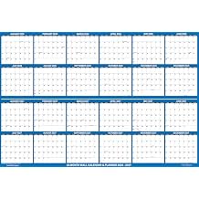 24" x 36" SwiftGlimpse 2026-2027 Wall Calendar, Large, Wet & Dry Erase Laminated, 24-Month Long Term Wall Planner, Navy